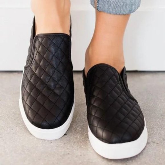 Shoes - THIS IS IT QUILTED SLIP ON SNEAKERS-Black